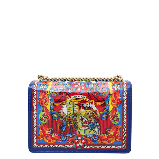 Dolce & Gabbana Blue Rosalia Multicolor Flap Chain Bag