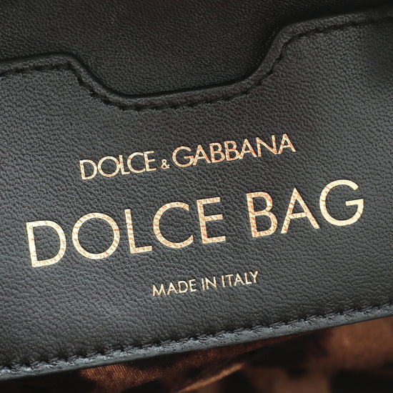 Dolce & Gabbana Black Multicolor Logo Studded Dolce Box Top Handle
