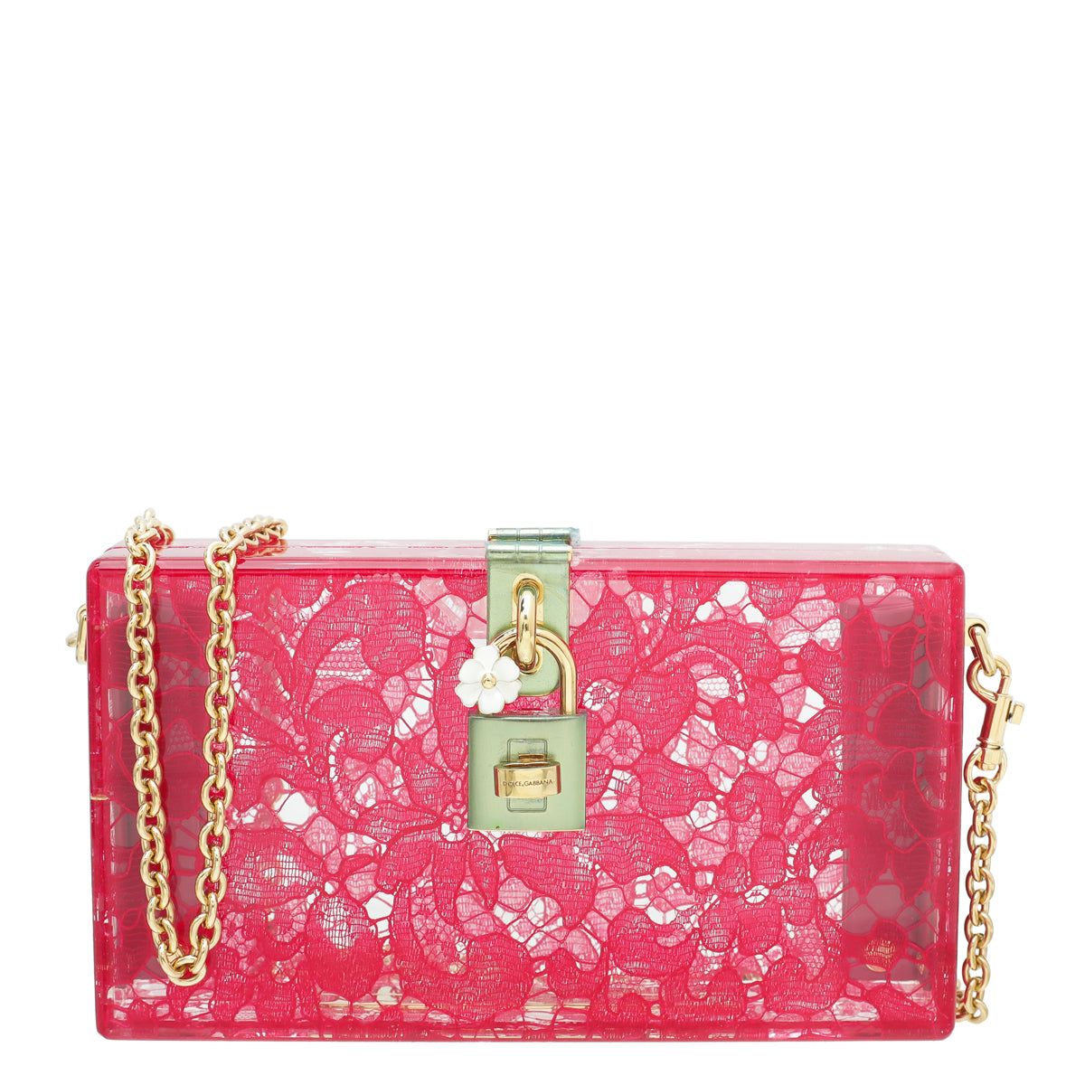 Dolce & Gabbana Red Plexiglass and Lace Box Pocket Clutch-Dolce & Gabbana-THE CLOSET
