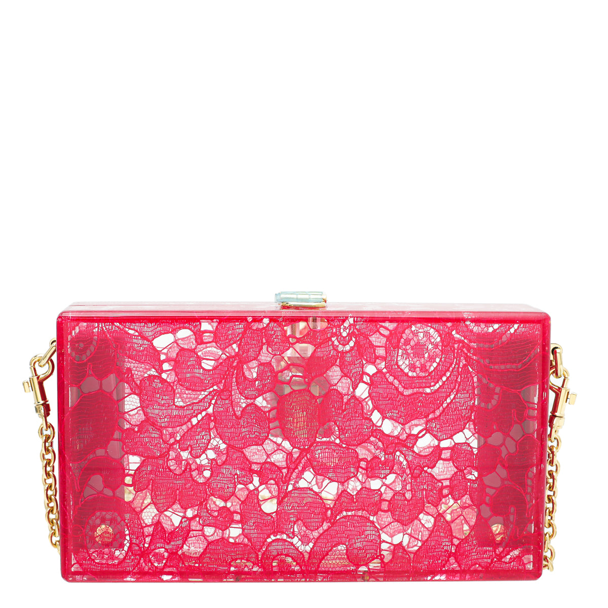 Dolce & Gabbana Red Plexiglass and Lace Box Pocket Clutch-Dolce & Gabbana-THE CLOSET