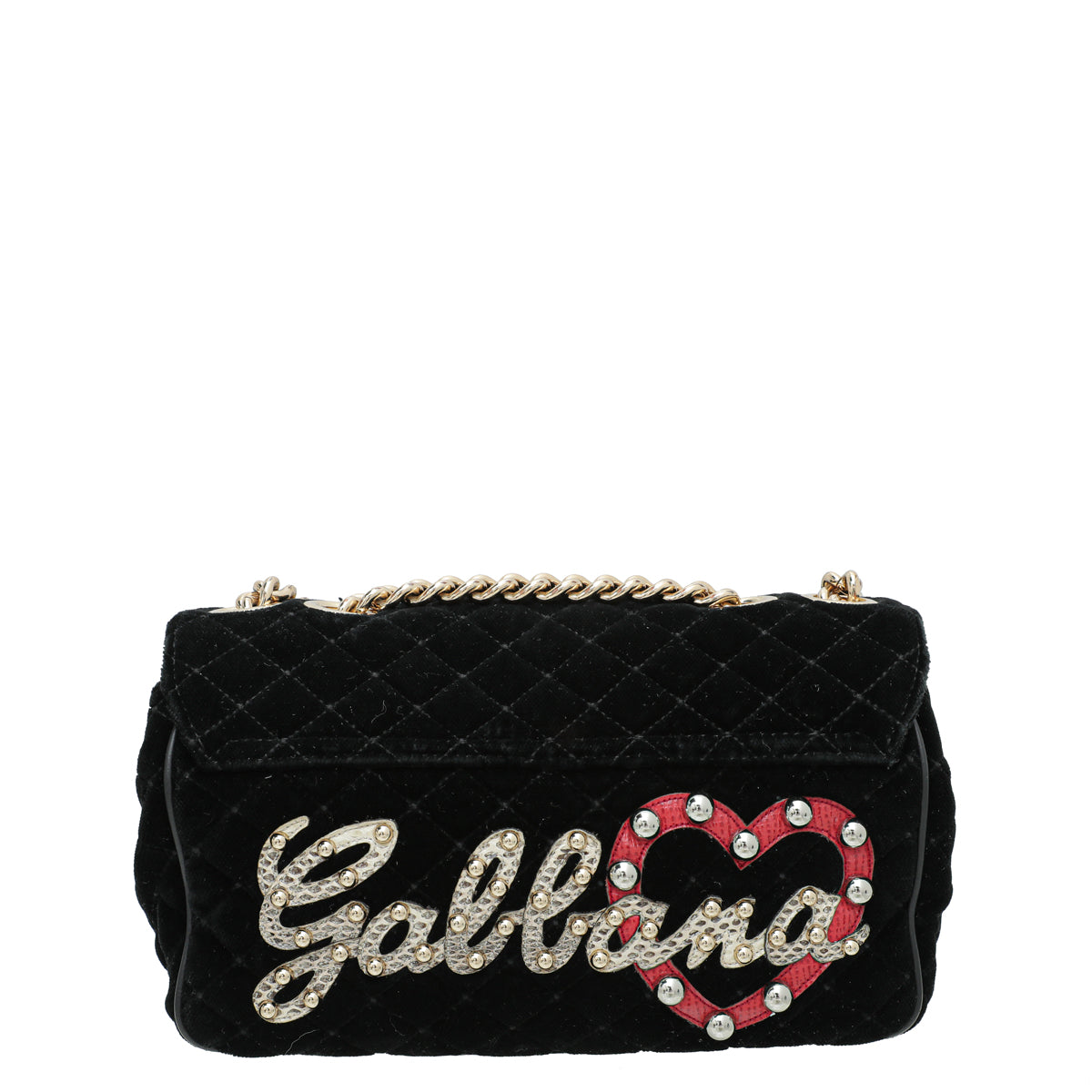 Dolce & Gabbana Black Multicolor Velvet Lucia Falp Chain Bag-Dolce & Gabbana-THE CLOSET