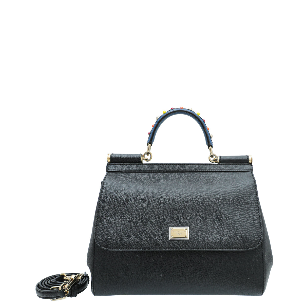 Dolce & Gabbana Black Dauphine Sicily Medium Bag-Dolce & Gabbana-THE CLOSET