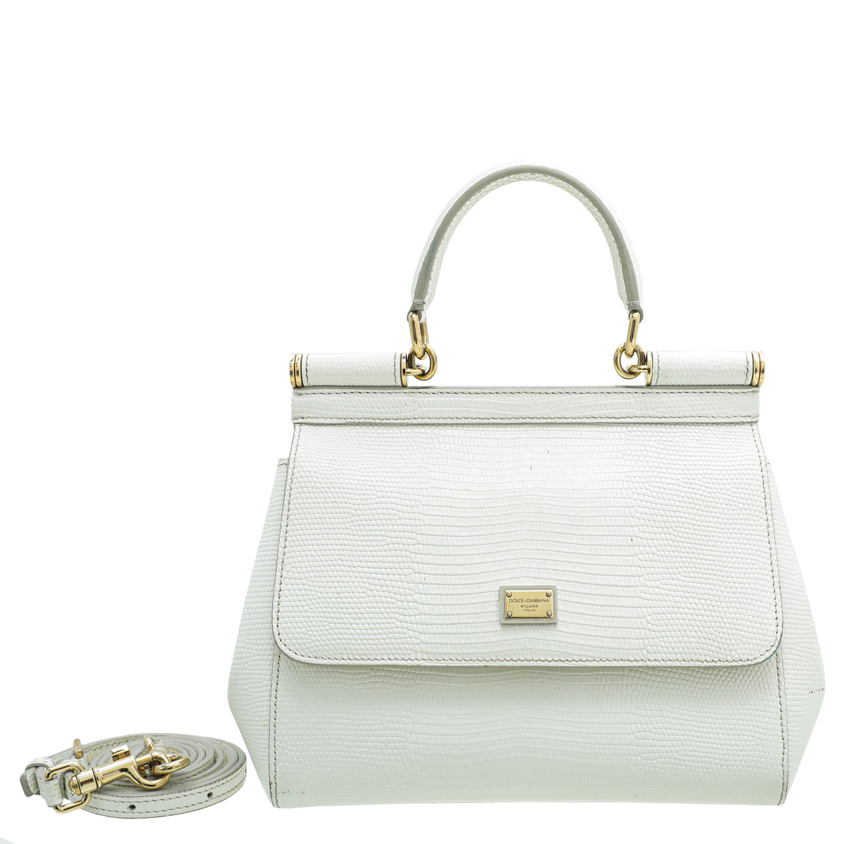 Dolce & Gabbana White Iguana Print Sicily Small Bag-Dolce & Gabbana-THE CLOSET