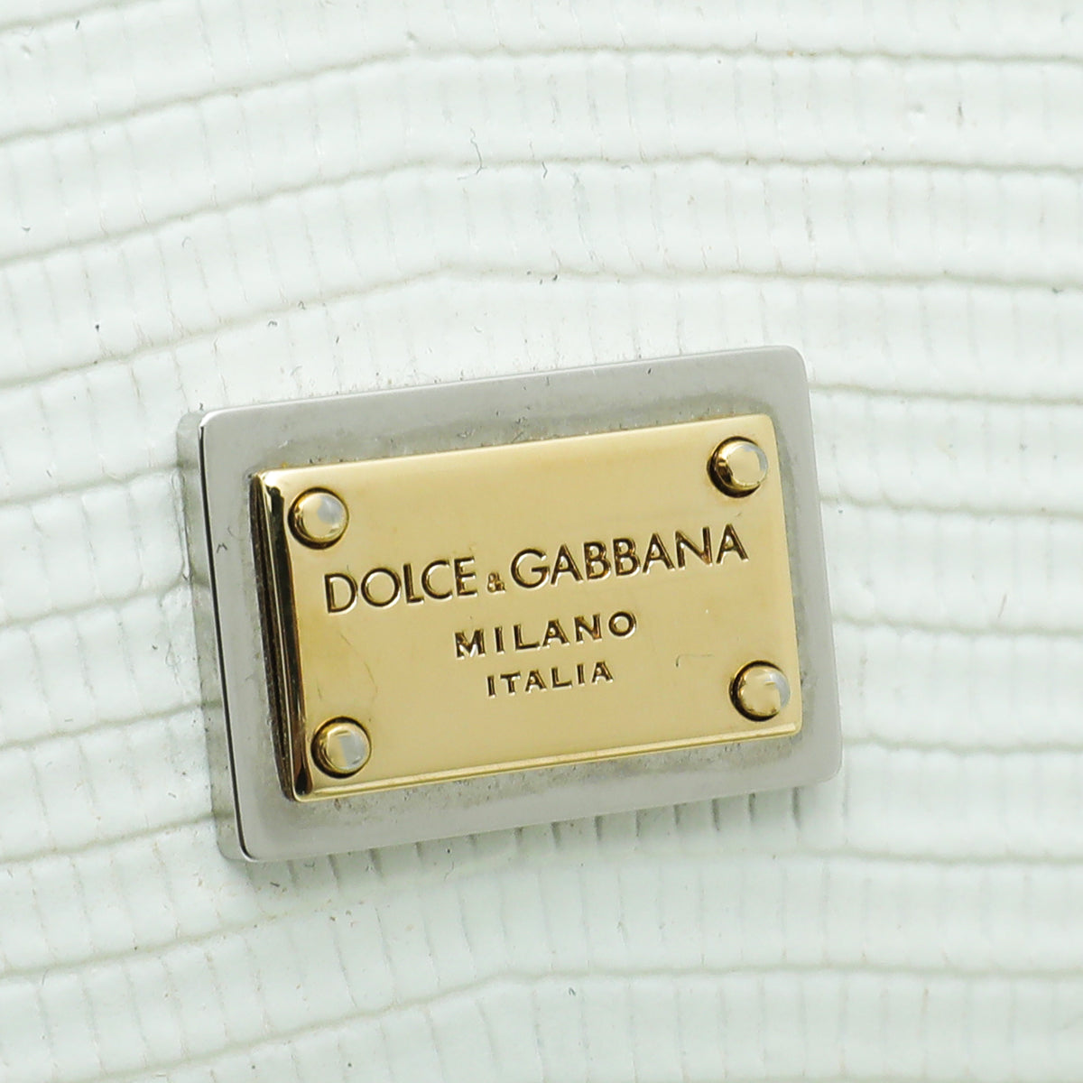 Dolce & Gabbana White Small Leather Iguana Print Sicily Bag