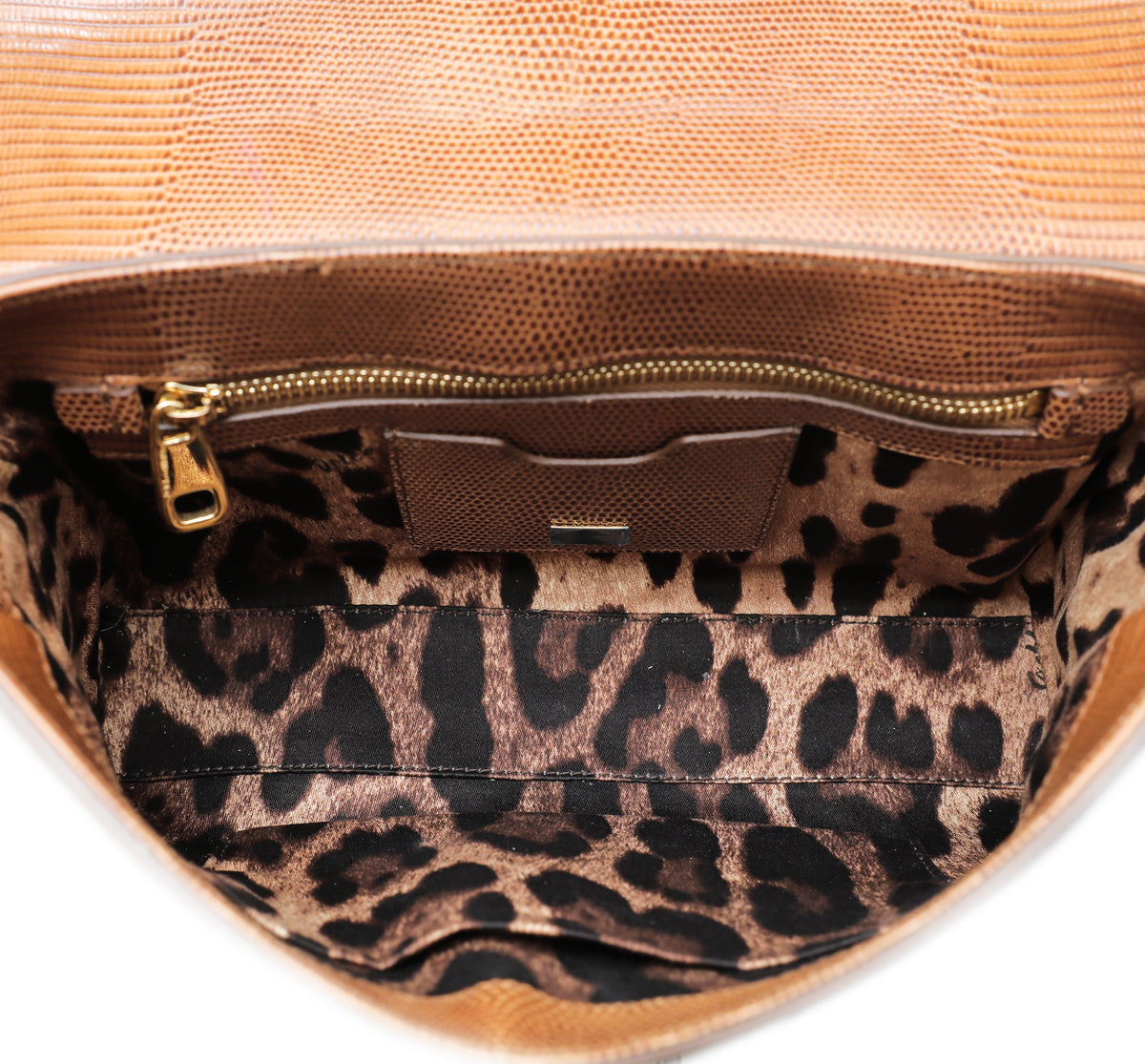Dolce & Gabbana Browm Lizard Print Miss Monica Medium Shoulder Bag