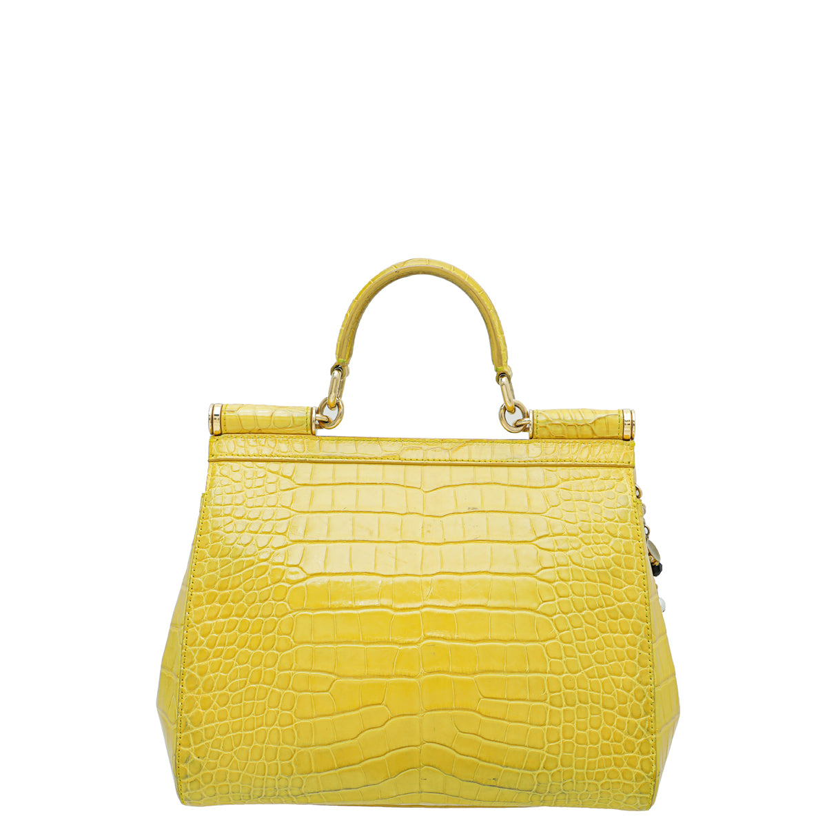 Dolce & Gabbana Yellow Crocodile Sicily Medium Bag-Dolce & Gabbana-THE CLOSET