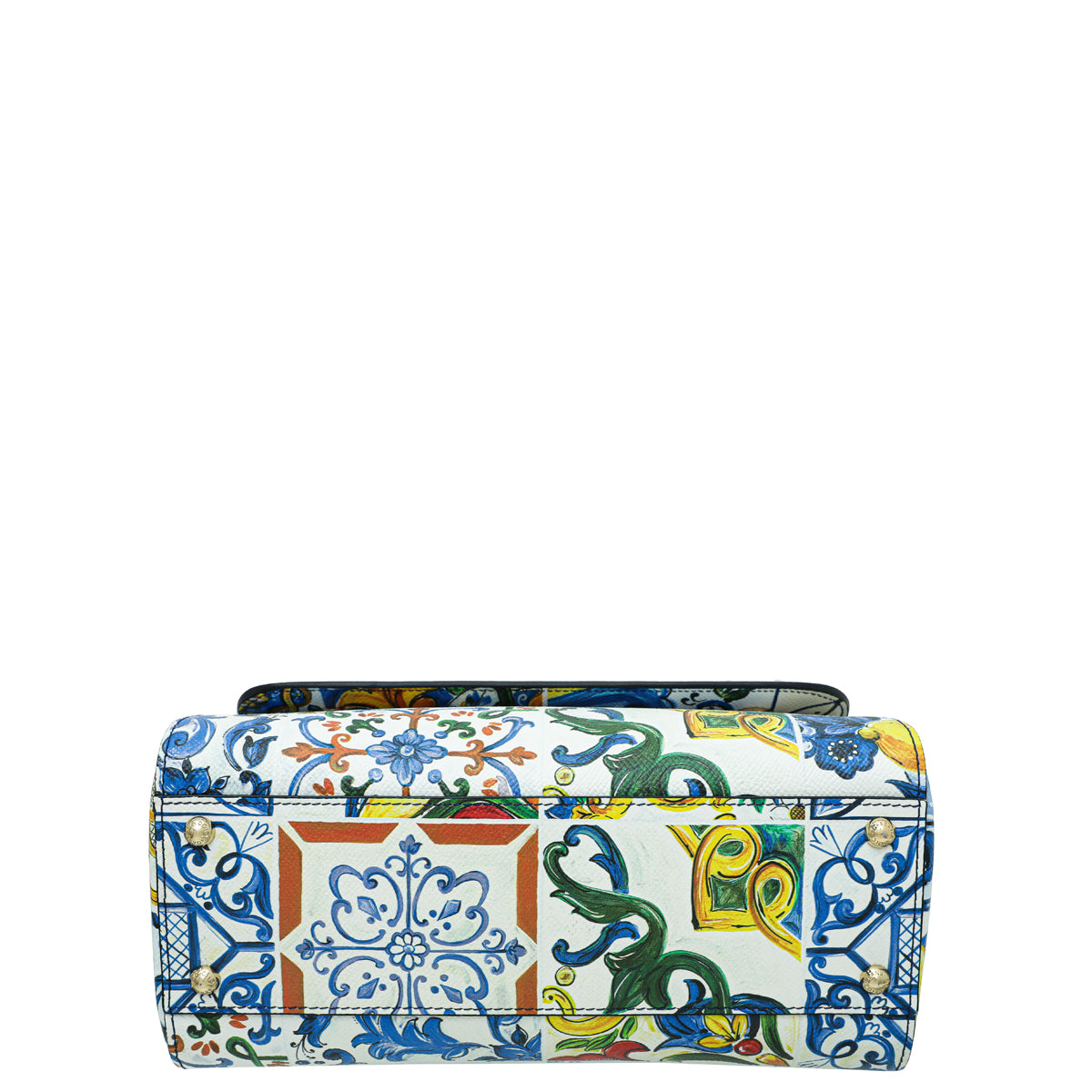 Dolce & Gabbana White Multicolor Majolica Print Sicily Bag