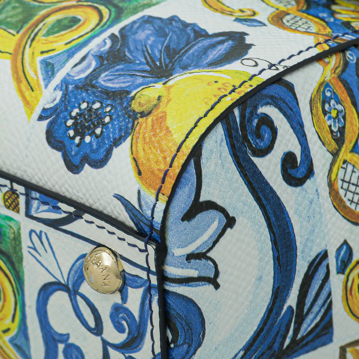 Dolce & Gabbana White Multicolor Majolica Print Sicily Bag