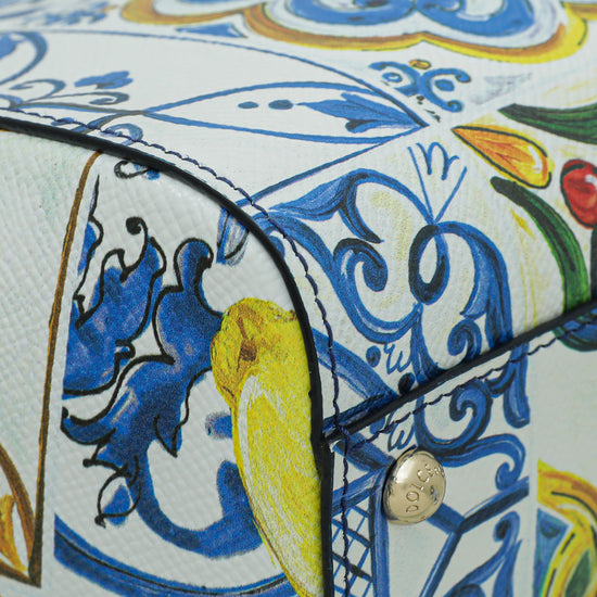 Dolce & Gabbana White Multicolor Majolica Print Sicily Bag – THE
