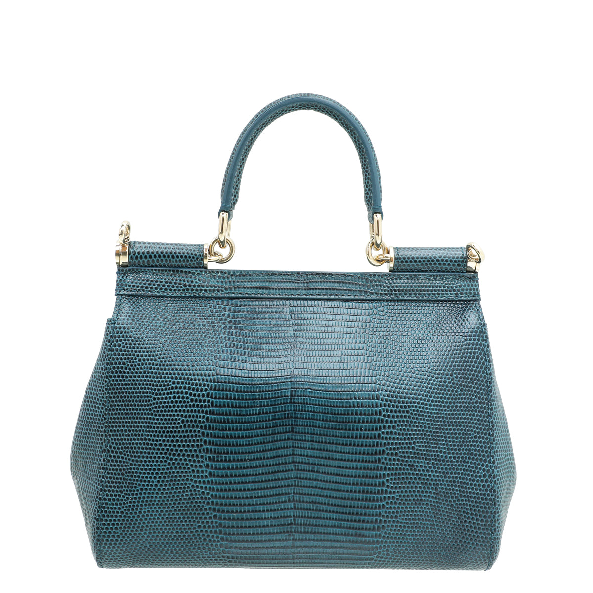 Dolce & Gabbana Teal Sicily Iguana Print Small Bag-Dolce & Gabbana-THE CLOSET