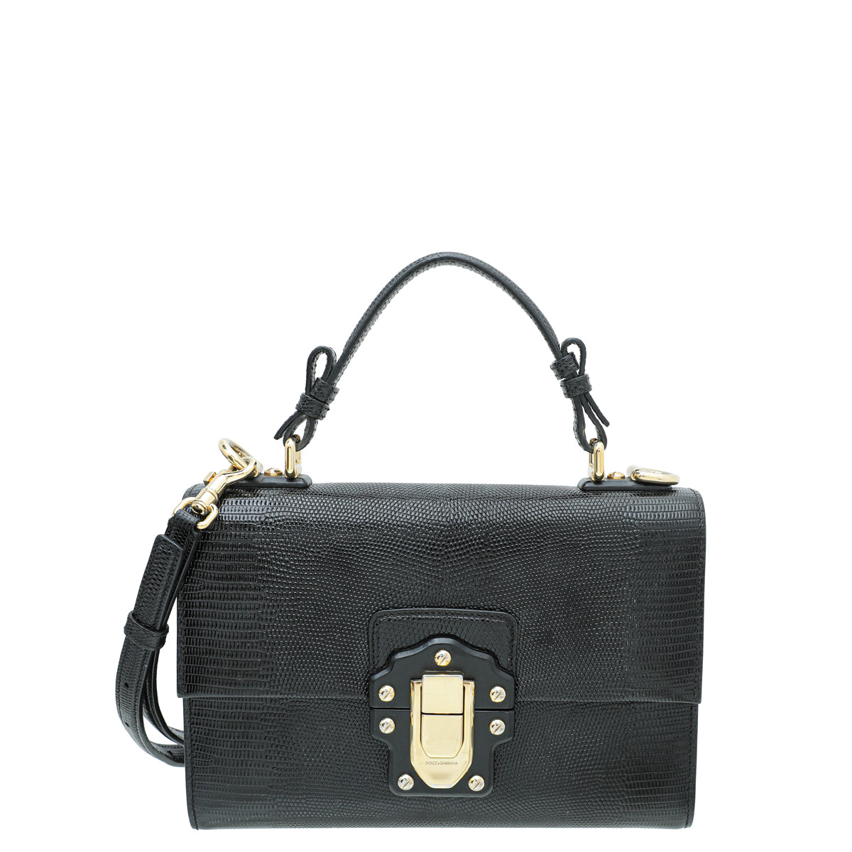 Dolce & Gabbana Black Iguana Print Lucia Bag-Dolce & Gabbana-THE CLOSET
