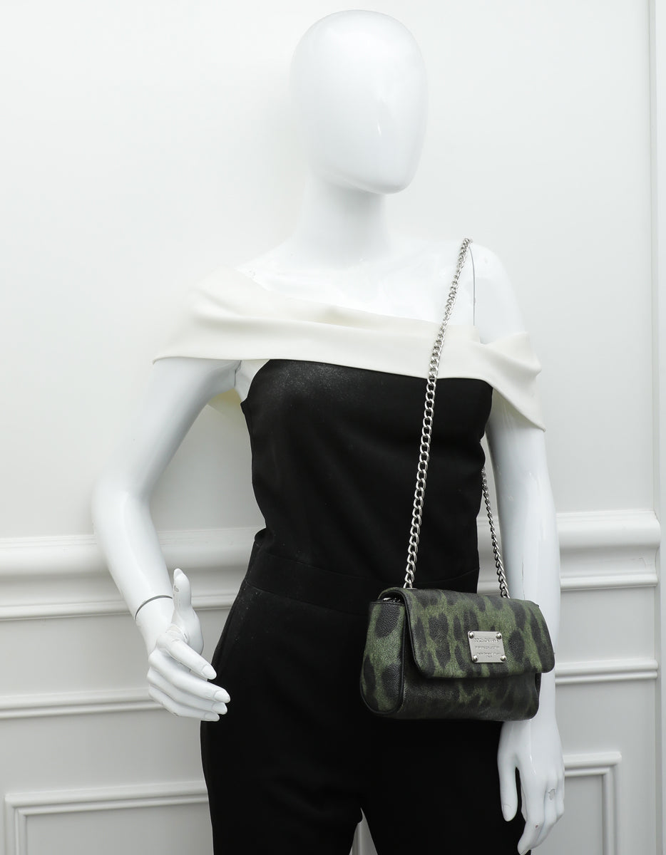Dolce & Gabbana Bicolor Leopard Print Flap Chain Bag
