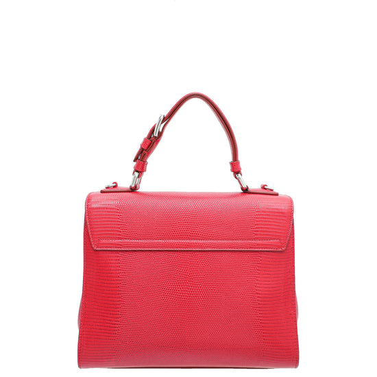 Dolce & Gabbana Red Lizard Embossed Monica Medium Bag