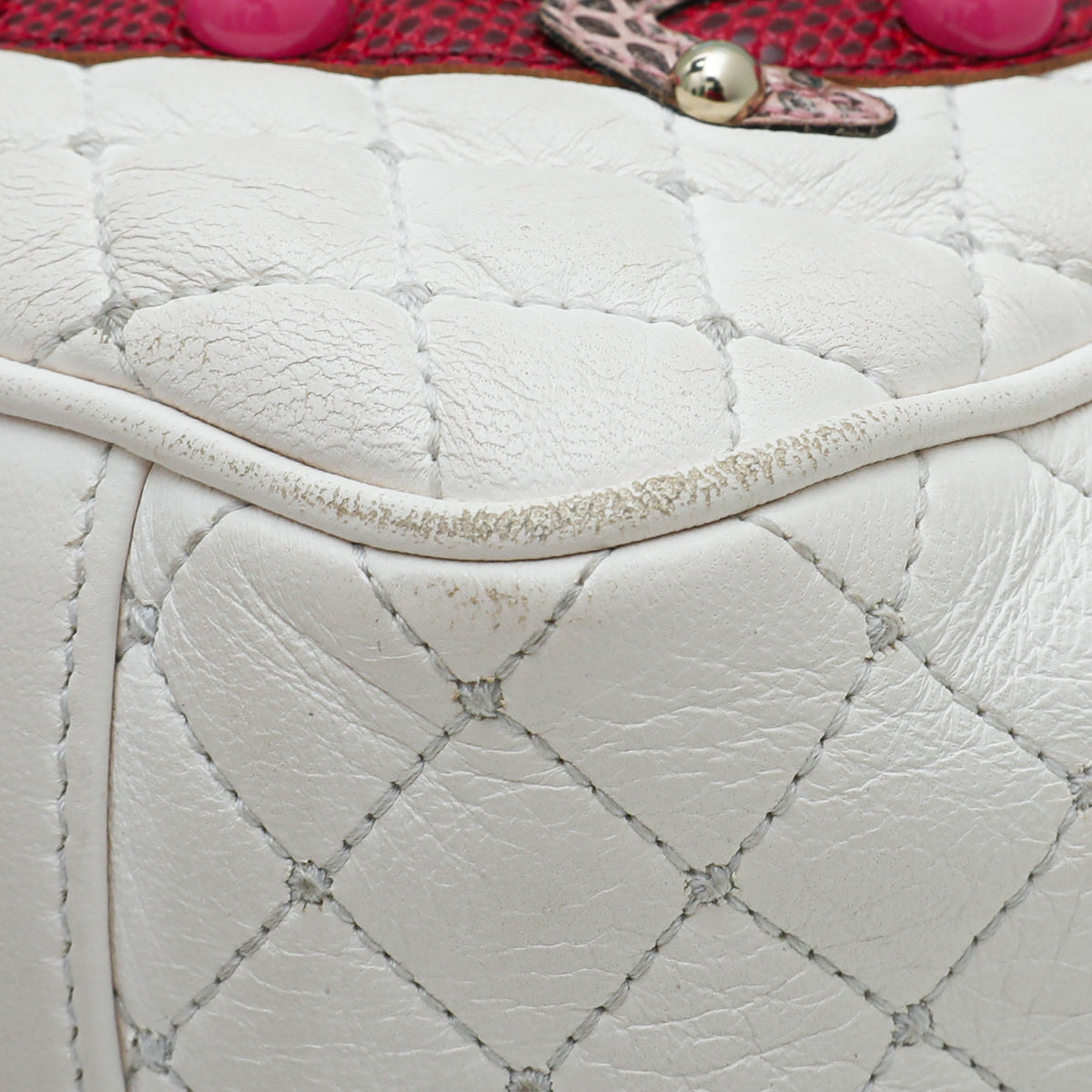 Dolce & Gabbana White Lucia Quilted Studs Embellished Bag