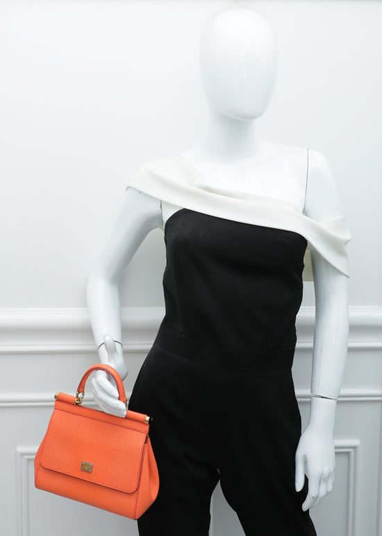 Dolce & Gabbana Orange Leather Small Miss Sicily Bag Dolce