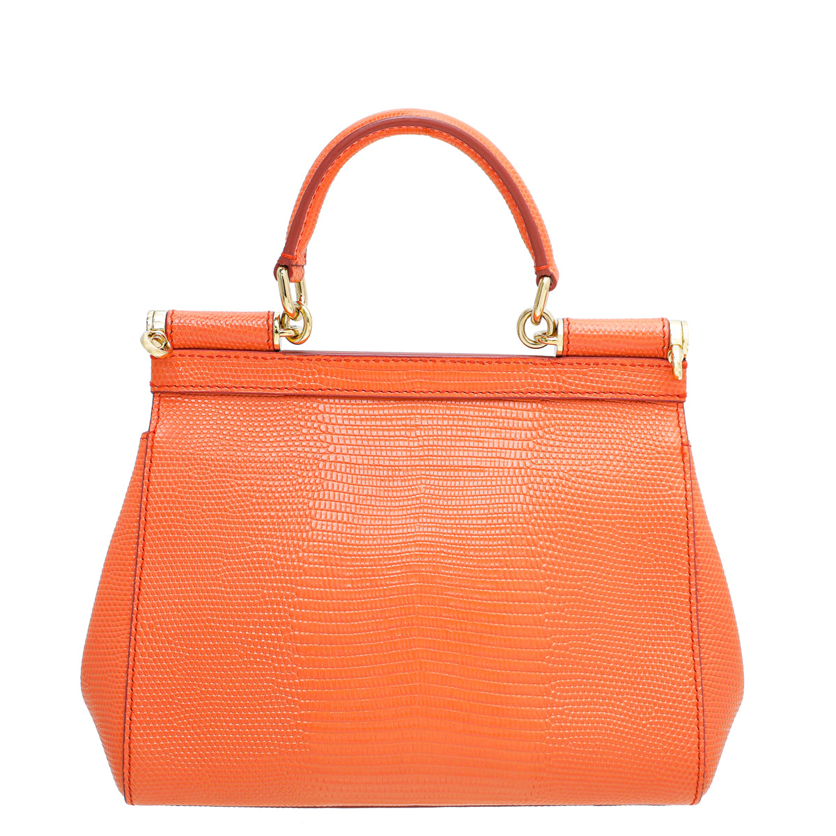 Dolce & Gabbana Orange Iguana Print Sicily Small Chain Bag
