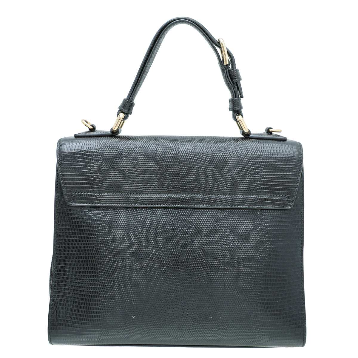 Dolce & Gabbana Black Lizard Print Miss Monica Bag-Dolce & Gabbana-THE CLOSET