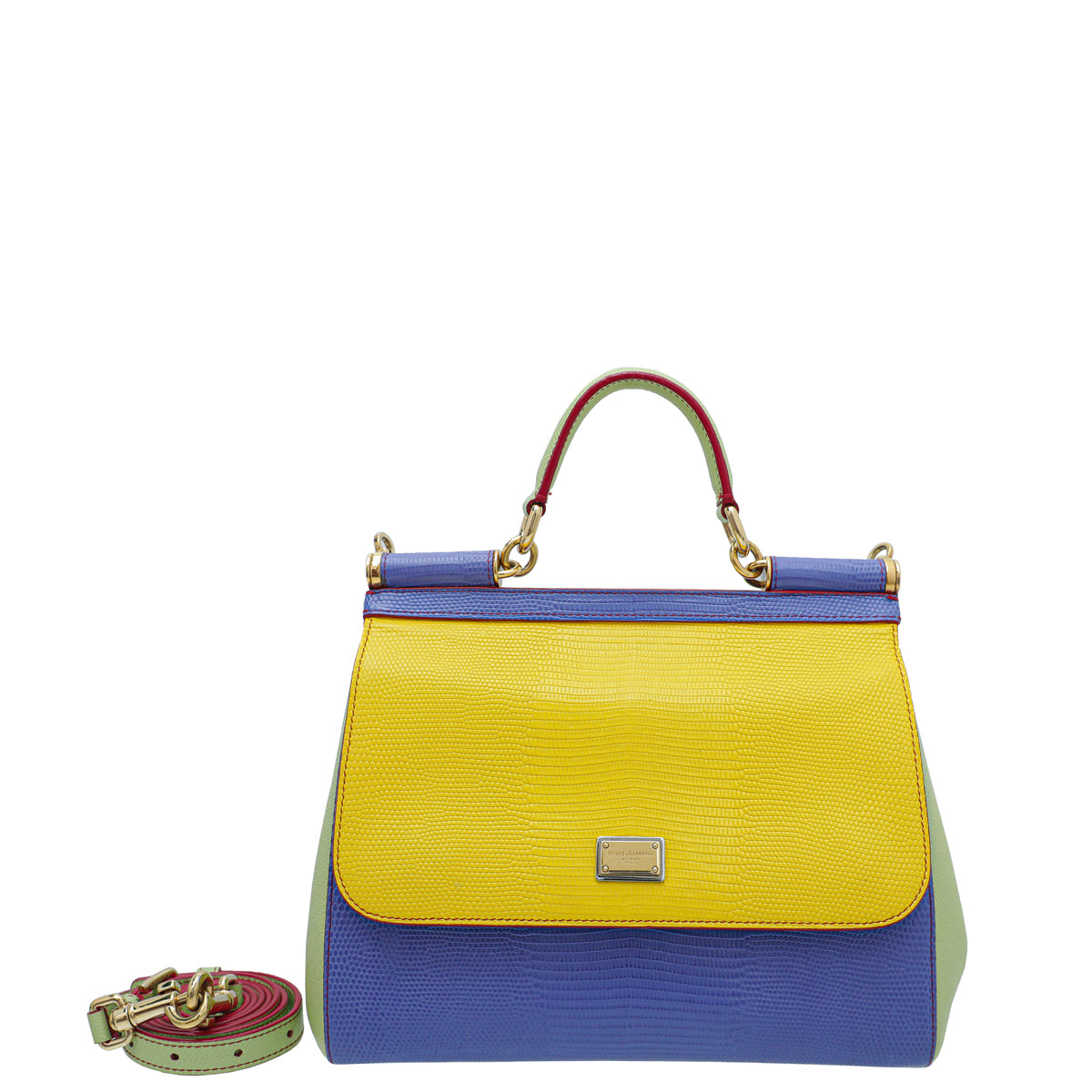 Dolce & Gabbana Multicolor Lizard Print Sicily Medium Bag-Dolce & Gabbana-THE CLOSET