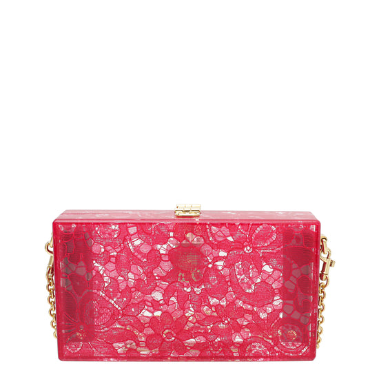 Dolce & Gabbana Red Plexiglass and Lace Box Pocket Clutch