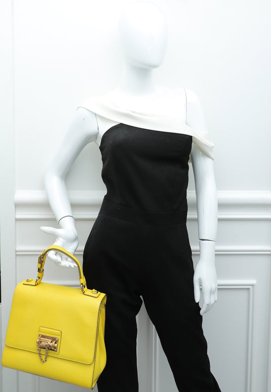 Dolce & Gabbana Yellow Lizard Print Miss Monica Top Handle Medium Bag