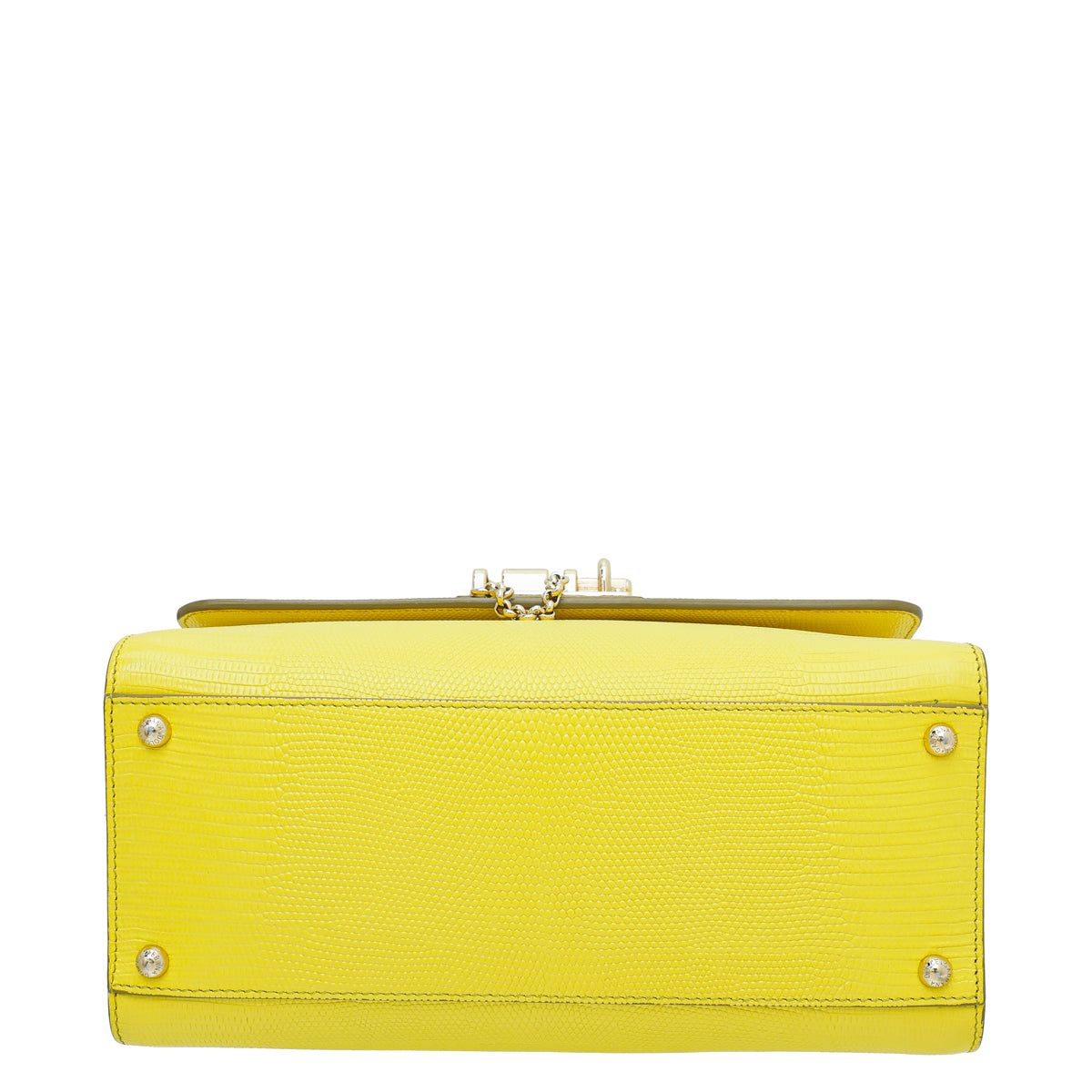Dolce & Gabbana Yellow Lizard Print Miss Monica Top Handle Medium Bag
