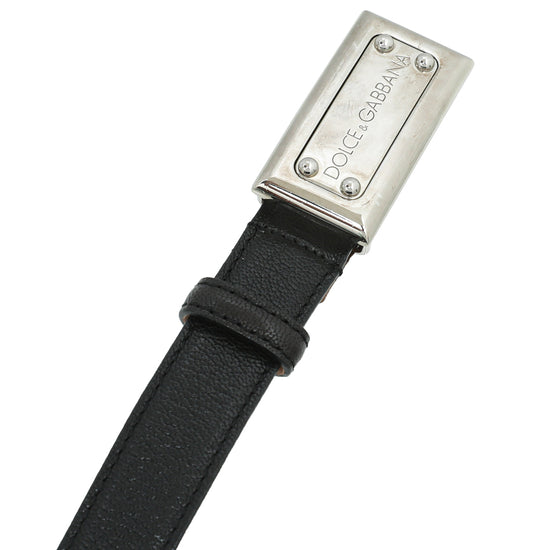 Dolce & Gabbana Black Logo Plaque 25mm Belt 38