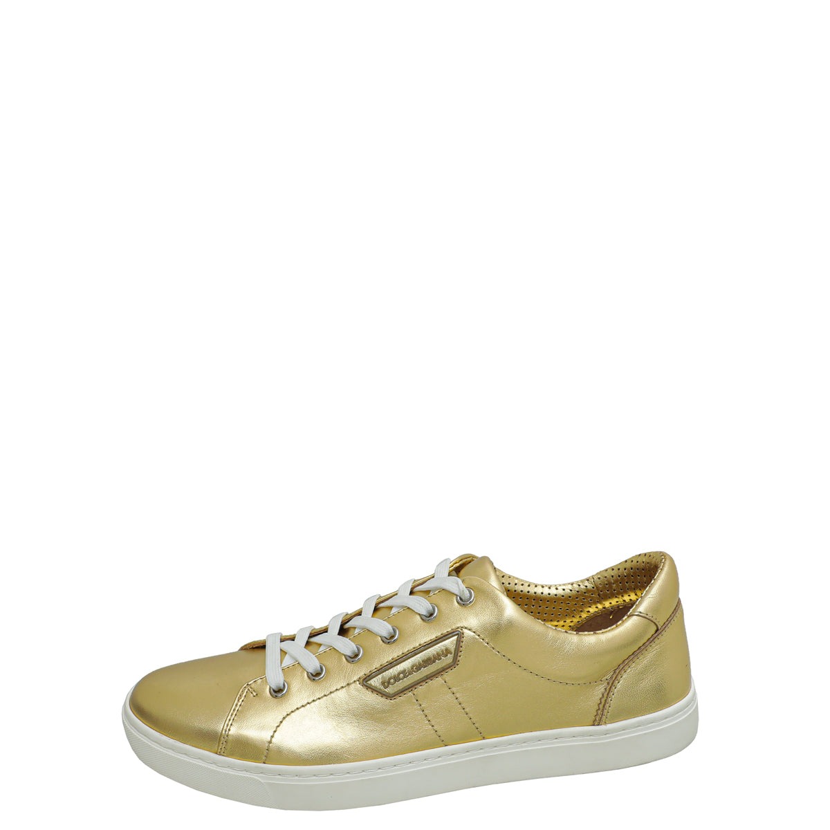 Dolce & Gabbana Metallic Gold Classic Logo Sneakers 7.5