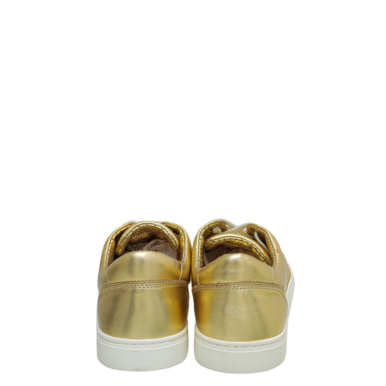 Dolce & Gabbana Metallic Gold Classic Logo Sneakers 7.5