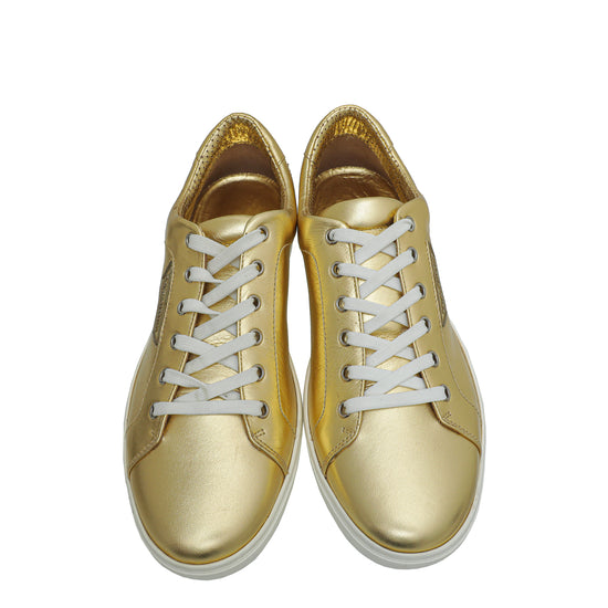 Dolce & Gabbana Metallic Gold Classic Logo Sneakers 7.5