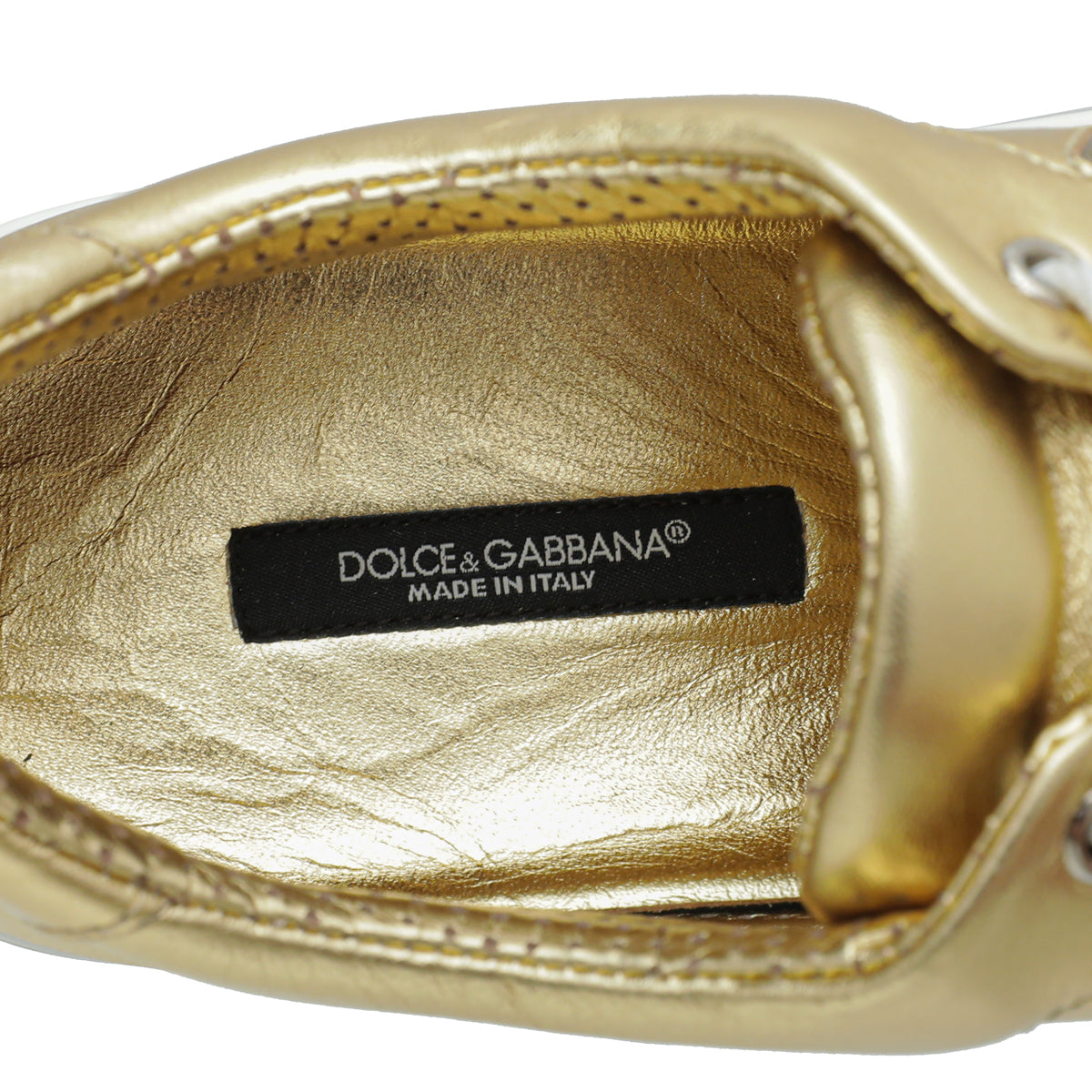 Dolce & Gabbana Metallic Gold Classic Logo Sneakers 7.5