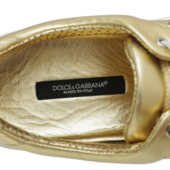 Dolce & Gabbana Metallic Gold Classic Logo Sneakers 7.5