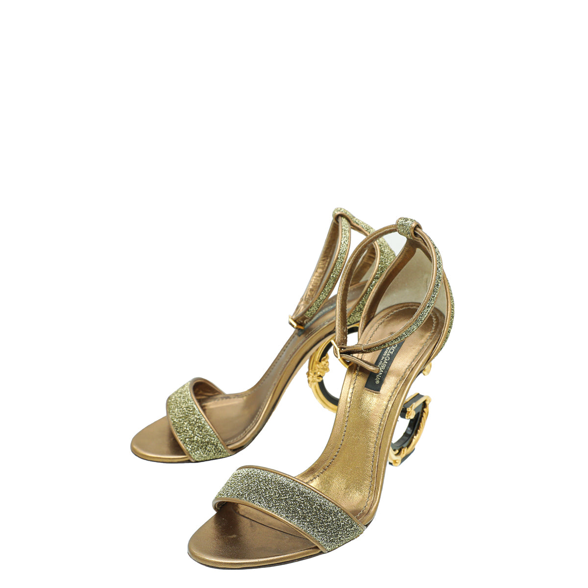Dolce & Gabbana Bronze DG Baroque Ankle Strap 37-Dolce & Gabbana-THE CLOSET