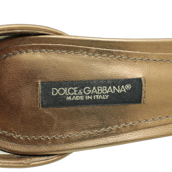 Dolce & Gabbana Bronze DG Baroque Ankle Strap 37