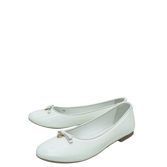 Dolce & Gabbana White Bow Heart Ballerina 38 – The Closet
