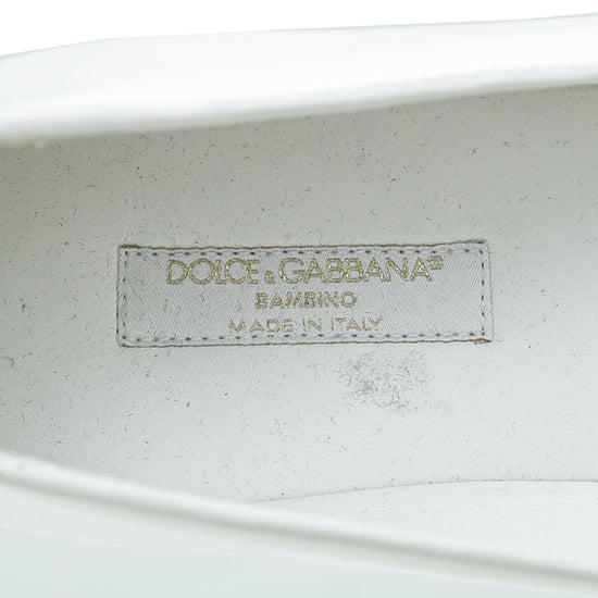 Dolce & Gabbana White Bow Heart Ballerina 38