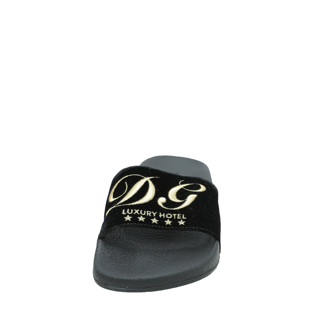 Dolce & Gabbana Black Velvet Luxury Hotel Slide Sandals 36-Dolce & Gabbana-THE CLOSET