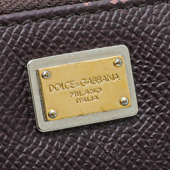 Dolce & Gabbana Burgundy Dauphine Sicily Zip Around Wallet