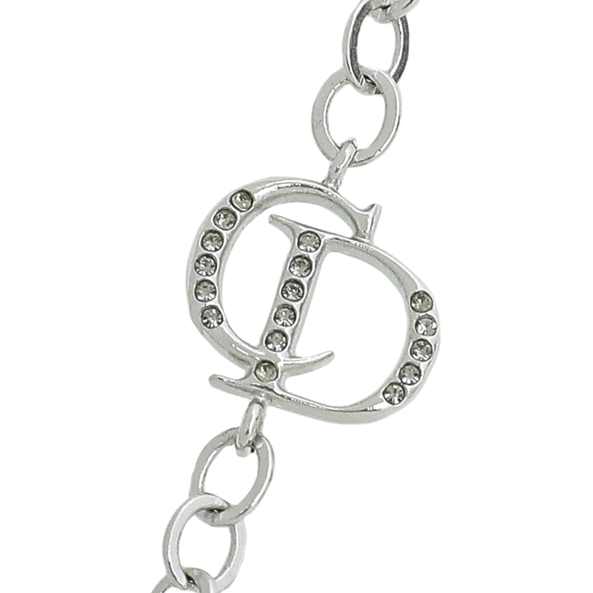 Christian Dior Silver CD Long Chain Necklace