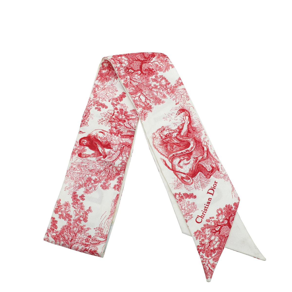 Christian Dior Bicolor Toile De Jouy Silk Twilly-Christian Dior-THE CLOSET