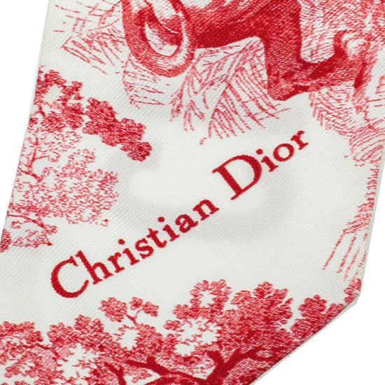 Christian Dior Bicolor Toile De Jouy Silk Twilly