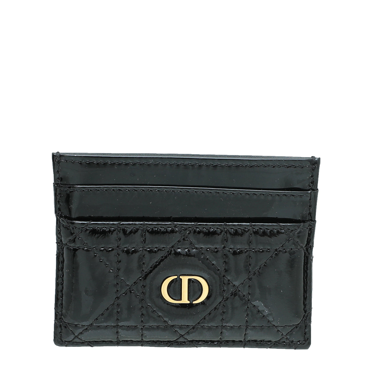 Christian Dior Black Patent Caro Card Holder