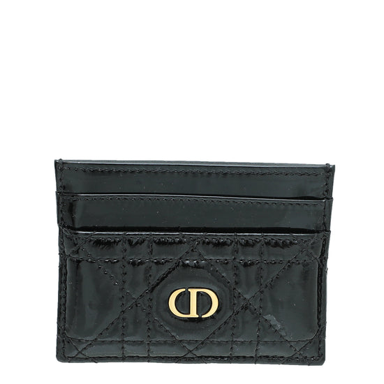 Christian Dior Black Patent Caro Card Holder
