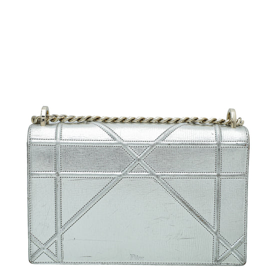 Bags, Lady Dior Sliver Microcannage Medium Metallic Bag