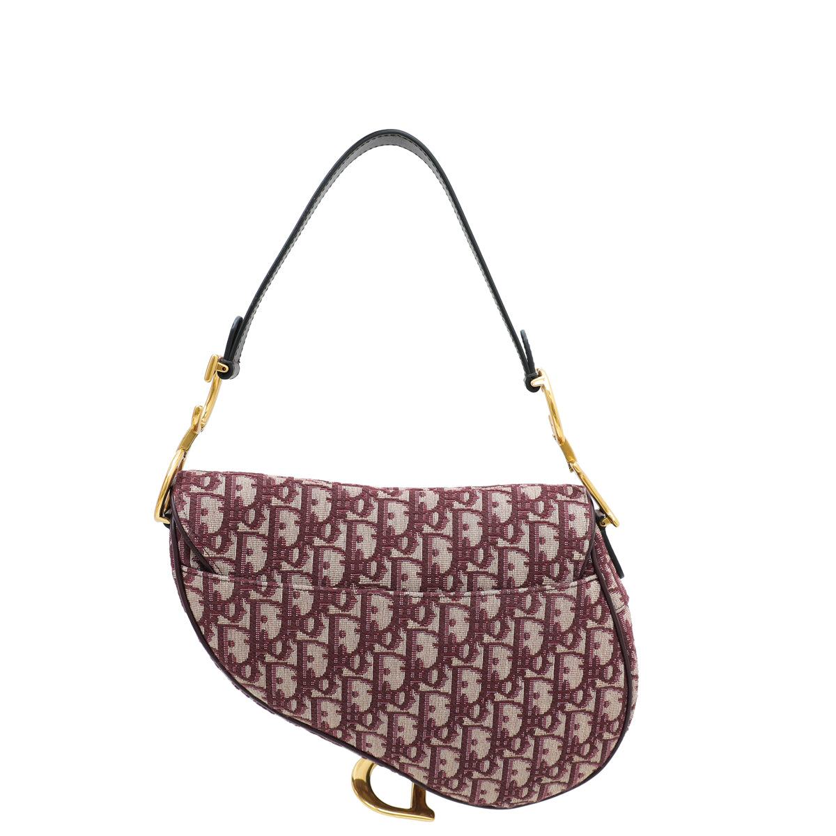 Christian Dior Bordeaux Oblique Jacquard Saddle Bag W/Medallion Strap-Christian Dior-THE CLOSET