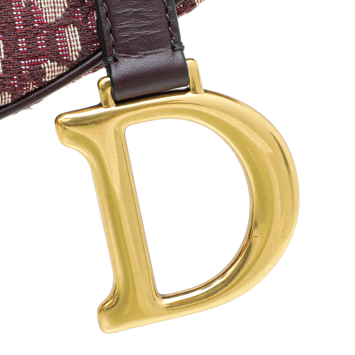 Christian Dior Bordeaux Oblique Jacquard Saddle Bag W/Medallion Strap