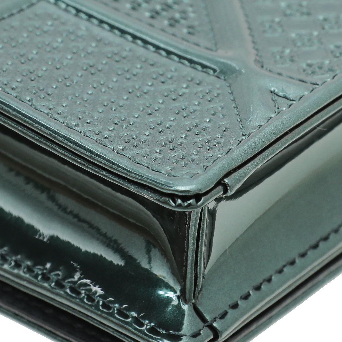 Christian Dior Emarled Green Diorama Microcannage Wallet On Chain