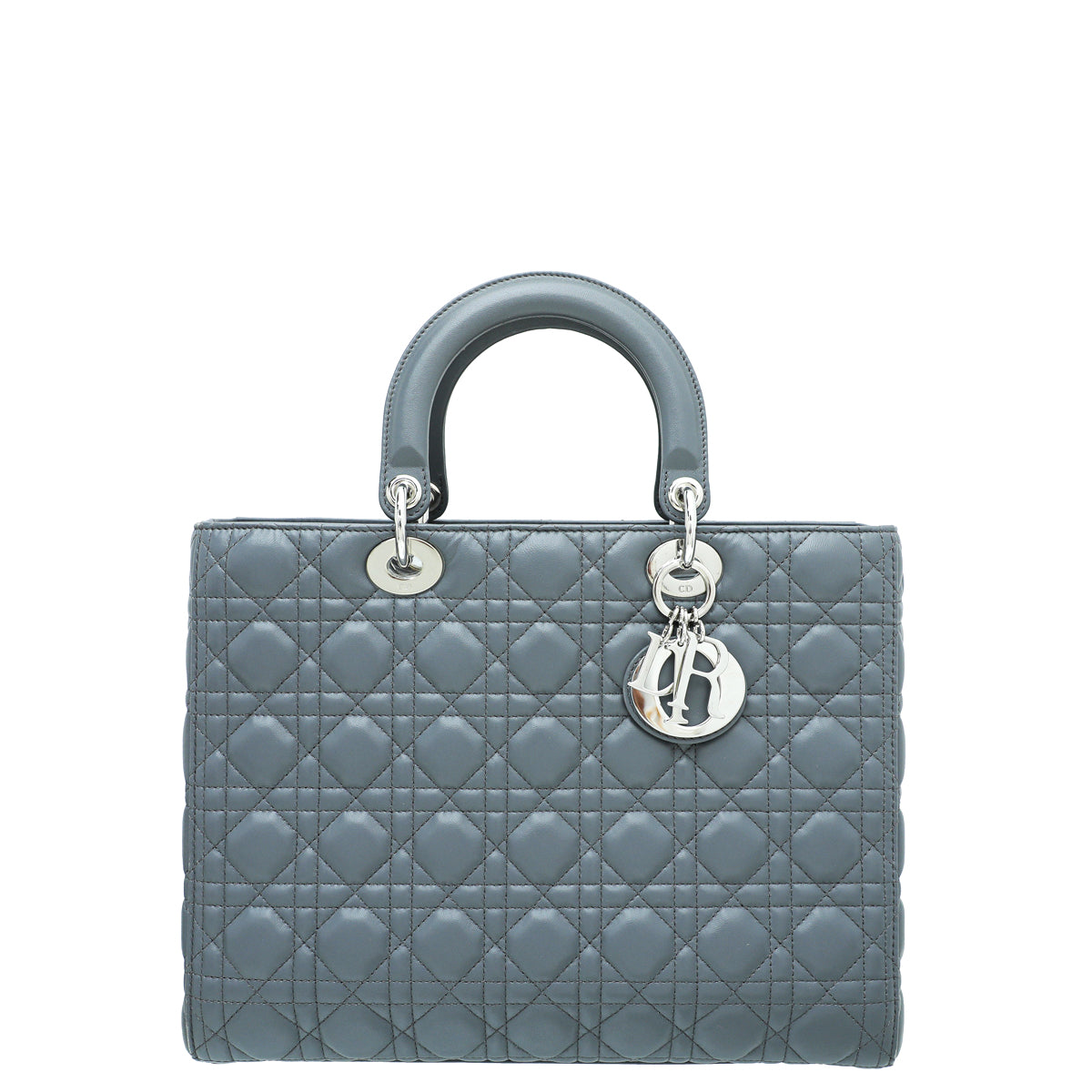 Christian Dior Grey Lady Dior Large Bag-Christian Dior-THE CLOSET