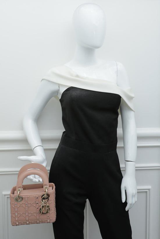 Christian Dior Nude Lady Dior Mini Beads Studs Chain Bag