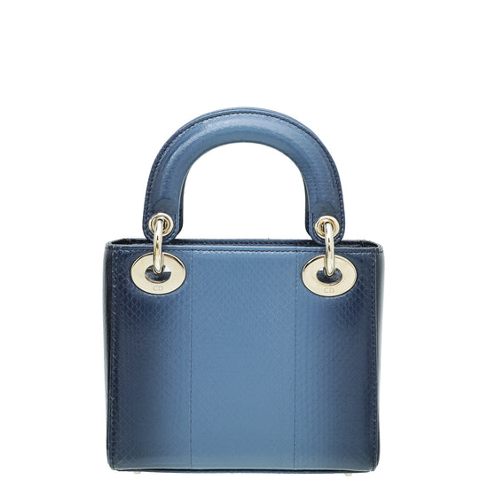 Christian Dior Blue Ombre Python Lady Dior Mini Chain Bag