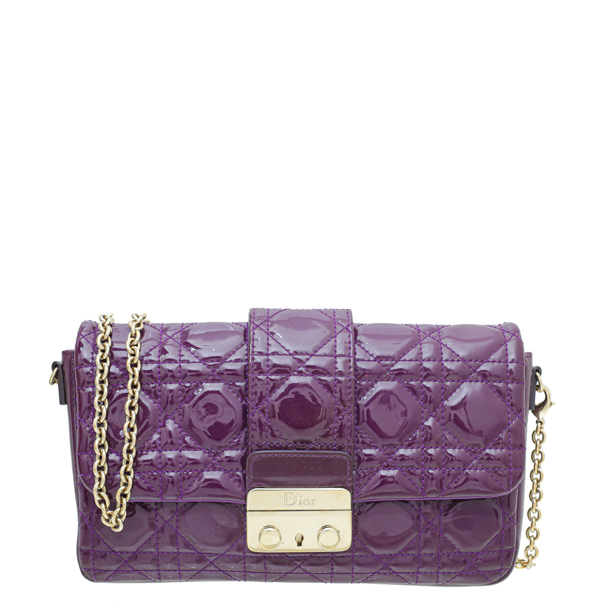 Christian Dior Violet New Lock Promenade Wallet On Chain-Christian Dior-THE CLOSET